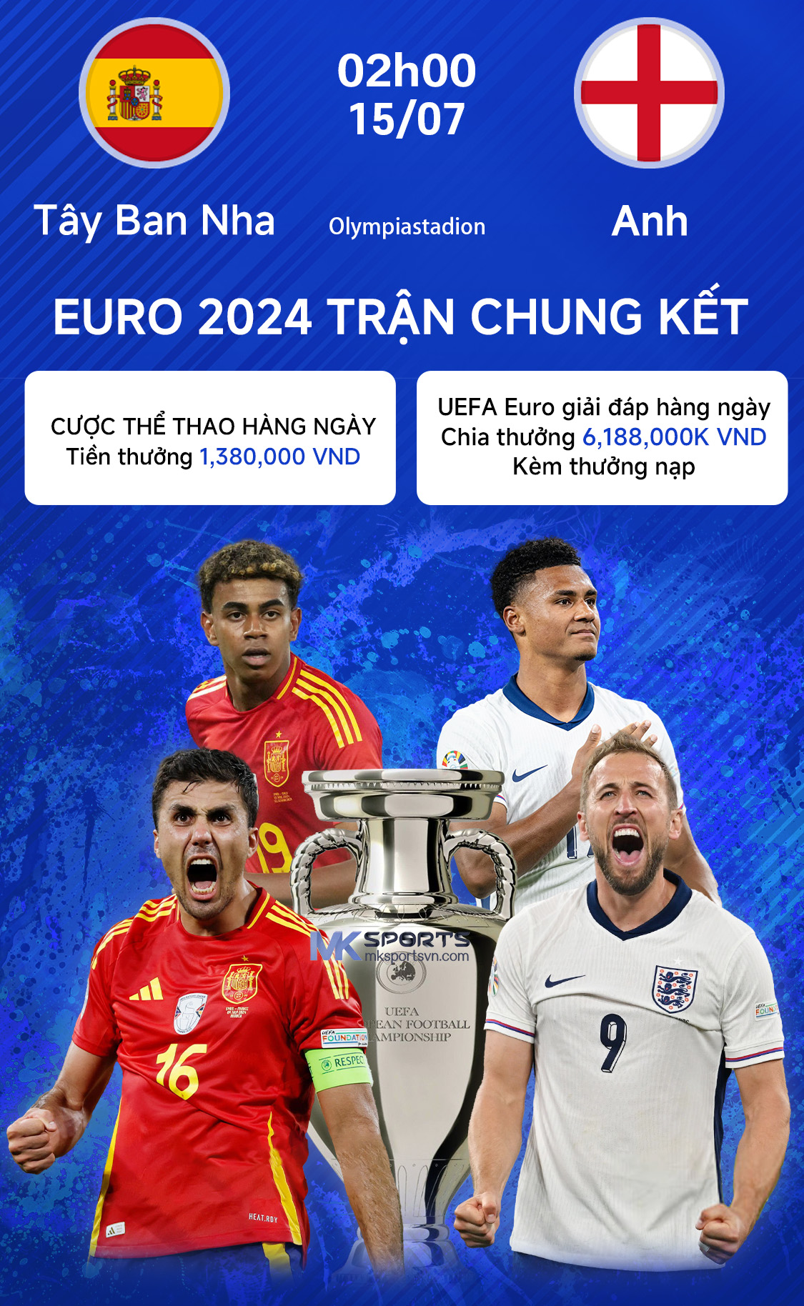 Dự Đoán Chung Kết Euro 2024 Tây Ban Nha vs Anh tại MK SPORTS -MKBET